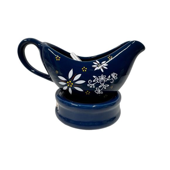 Temp-tations by Tara Classic Electric Gravy Boat w/Warmer Blue/Navy Excellent! - Picture 1 of 8
